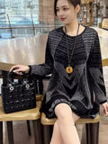E-Commerce Spring And Autumn Wear Loose Sweater Sweater Hit Color Dress
