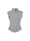 Women Summer Sexy Turtleneck Sleeveless T-Shirts Tops Solid Slim Fit Pullovers Causal Tees Shirts Female Streetwear Basics