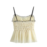 New Spring Style Small Bow Decorated With Texture Slim Halter Top