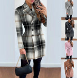 Zingj Hot Style Autumn And Winter Long Sleeve Double Breasted Suit Collar Print Small Coat Women's