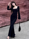 Bodycon Evening Party Club Mermaid Dress Women Elegant Slim Runway Corset Robe Spring Autumn New Fashion Streetwear