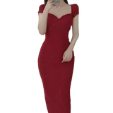 Dresses Knitted Hip Long Dress Slit Short Sleeve V Neck Maxi Dress Summer