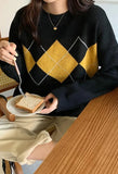 Vintage Argyle Pullover Sweater- Outfit