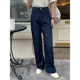 tage High Waist Do Old Women's Jeans Loose Fashion Dark Blue Women Wide Leg Straight Pants Casual Ladies Mopping