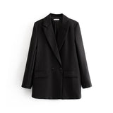 New Pure Color Double-Breasted Loose Casual Suit Jacket In