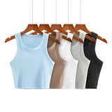 New Round Collar Solid Color Sports Short Blouse With A Slimmed Edge, A Small