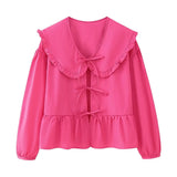 New Spring Doll Tie Casual Loose Solid Color