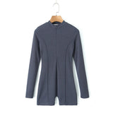 Spring Style Knitted Slim Zipper Long-Sleeved Solid Color