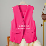 Zingj Vest Female 2024 Spring And Autumn New Korean Version Of Foreign Fashion Trend Vest Rice White Horse Clip Suit