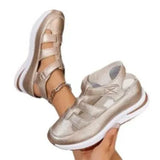 New Slope Hedley Sandals Bag Head Hollow Breathable Female Large Size Loose Cake Thick-Soled Magic Stick Casual