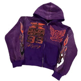 Street H-Hang Hop Star Girl Print Black Zipper Hoodie Female Y2k Harajuku Coat