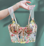 Street Women's Camisole New Fashion Embroidered 3D Petal Bustier Bra Cropped Tops Female Thin Underwear