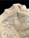 Autumn Winter Loose Casual Lazy O-neck Knitting Sweaters Women Pullover Pull College Style Korean Fashion Plush Sweater