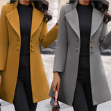 And Winter Long Korean Version Of The Lady's Collar Showing Thin Solid Color Slim Woman's Hair Coat