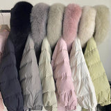 Korean Version Sweet Horn Buckle Down Jacket Female Long Winter New Fox Big Hair Collar Thick Warm Coat Tide-Outfit