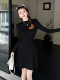 Zingj Knitted A-Shaped Skirt 2024 Autumn And Winter Half-High Collar Style Lean Sweater Dress Short