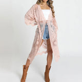 Loose Embroidered Embroidery Lace Bikini Gauzy Cardigan Beach Mid-length