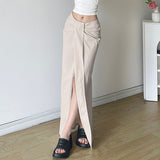 Zingj Design Feeling Pleated High Waist Irregular Skirt Female Simple And Versatile Open Split Wrapped Hip