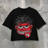 T-Shirt Y2K Hip-Hop Letter Retro Cross Graphic Print Oversized T-Shirt Men's Round Neck Cotton Short-Sleeved