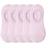 pieces = 5 pairs Women Invisible Solid Color Socks Slippers Ladies Polyester Cotton Non-slip Silicone Ankle Socks