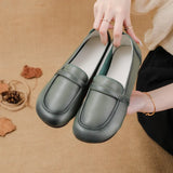 Zingj Flat-Bottomed Beef Rib-Soled New Love Shoes Korean Version Leisure Simple Leather Women's Singles Shoes Comfortable Mother