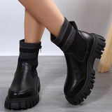Thick-Bottomed Round-Headed Elastic Knitted Martin Boots Women's Large Size Warm Socks