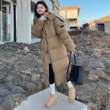 Down Cotton-Padded Jacket Women 2024 New Winter Long Money Thick Over The Knee Small Chinese Drama Art Test Cotton-Padded Clothes Cotton-Padded Jacket Women-Outfit