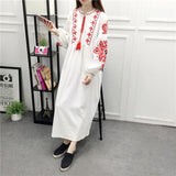 Zingj And Autumn New National Wind Heavy Industry Embroidery With Cotton And Linen Embroidered Skirt Loose A Word Lantern Long-Sleeved
