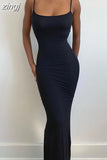 Summer Simple Satin Slip Maxi Dress Women Sleeveless Backless Slim Party Y2K Concise Camisole Dress Female