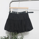 Shooting Flower Babe Half-Dress Woman 2025 Summer Korean Version Of High-Waisted Pony Skirt Casual A Short Skirt With Belt