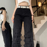 Black Ankle Straight Cargo JeansOutfit