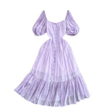 Zingj French Tea Bubble Sleeves Show Thin, Advanced Temperament Dress, Palace Style Design, A-Shaped Skirt,
