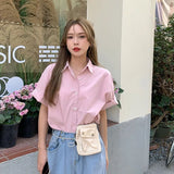 Elegant Blouses for Women Summer Shirts for Women 2024 Short Sleeve White Shirt for Women's Blouses