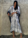 Quick-drying Black Indie Folk Embroidered Long Summer Beach Dress Moroccan Kaftan Plus Size Women Beachwear Maxi Dress