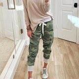 Hemp Blended Print Casual Drawstring Jogging