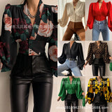 Zingj Wise Hot Style Spring New Temperament Button V-Collar Lantern Sleeve Jacket