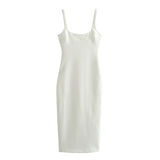 New Spring Style Solid Color Medium And Long Version Suspender Dress