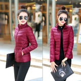 Jacket Women Parkas Light Outerwear solid Coats Short Female Slim Cotton padded basic tops