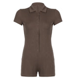 Zingj Hottie Versatile Waist One-Piece Shorts Female POLO Collar Single Breasted Slim Slim Bottom Casual