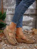 Zingj Rome Pedal One Foot Fashion High Slope Heel Breathable Slope Heel Velcro Outdoor Wedge Sandals Slippers