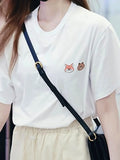 Women Fox Print Graphic Tees Summer O Neck Short SleeveCotton Logo T-Shirt Simple Casual Good Quality Tops