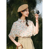 Japanese Style Short Sleeved Shirt Elegant Social Women's Shirt Women's Summer Tops 2023 Y2k Tops Chiffon Blouses