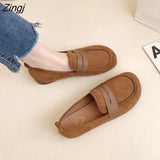 New Ladies Flat Shoes Casual Shoes Non-Slip Driving Shoes Leather Comfortable Flat Shoes Black
