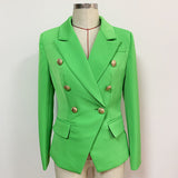 High-Grade Sharp Star Suit Jacket Female Metal Lion Head Buckle Double Buckle Small