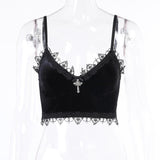 Dark Korean Velvet Sling New Beautiful Back Spring Lace Bra Vest Underwear Women's