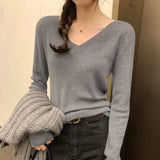 V-Neck Simple Ins Lazy Sweater A New Style Slim In Autumn And Winter Shows Lean Temperament And Wears A Sweater