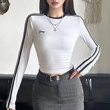 Zingj Wind Contrast Color Stitching Round Collar Short Sleeve T-Shirt Women's 2024 Summer Bow Embroidered INS New