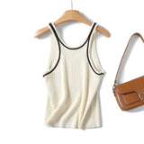Basic Round Collar Sling Sleeveless Knitted T-Shirt In