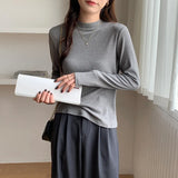 Knitted Semi-High Collar Bottomed Shirt In Autumn And Winter, The New Elastic Soft Waxy Pro-Skin Polished