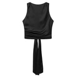 New Women's Street Fashion Back Silk Satin